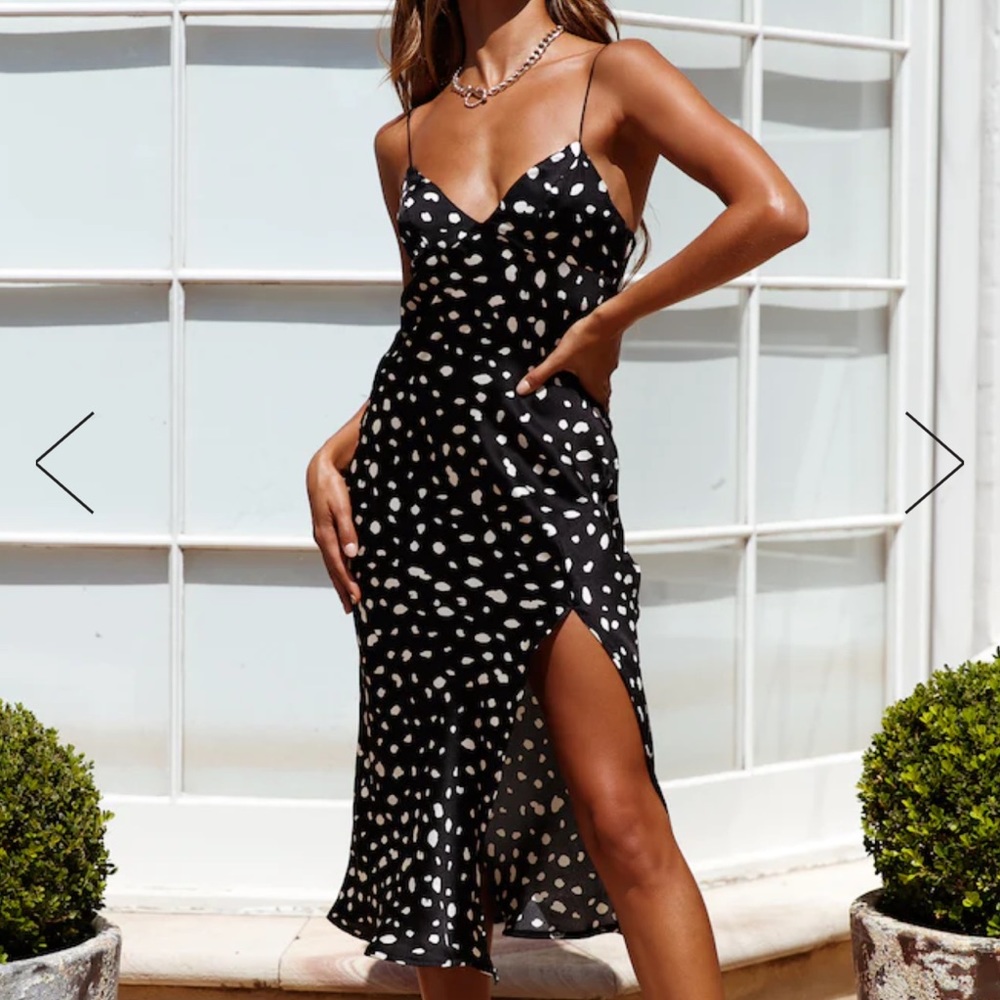 Hello Molly Black and White Polka Dot Midi Dress